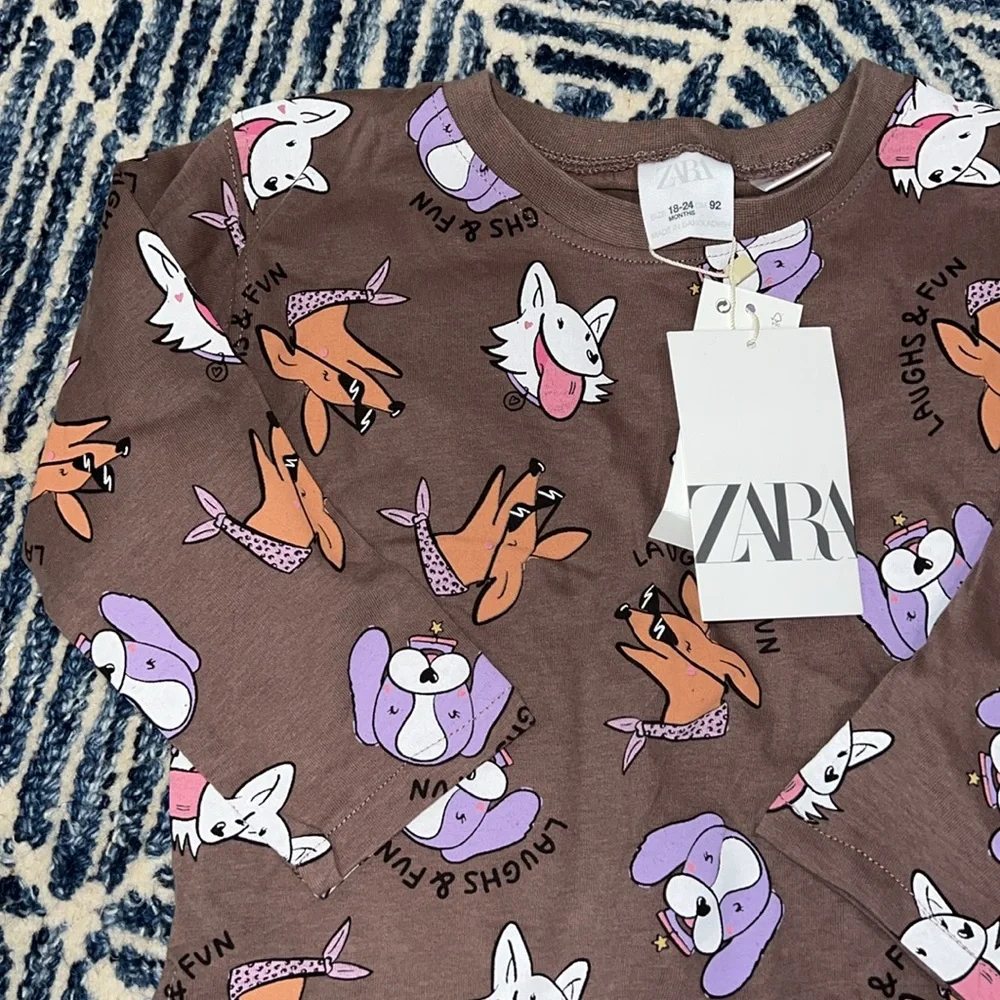 Zara Doggy Long Sleeve Tee 18-24 Months NWT - Picture 2 of 4